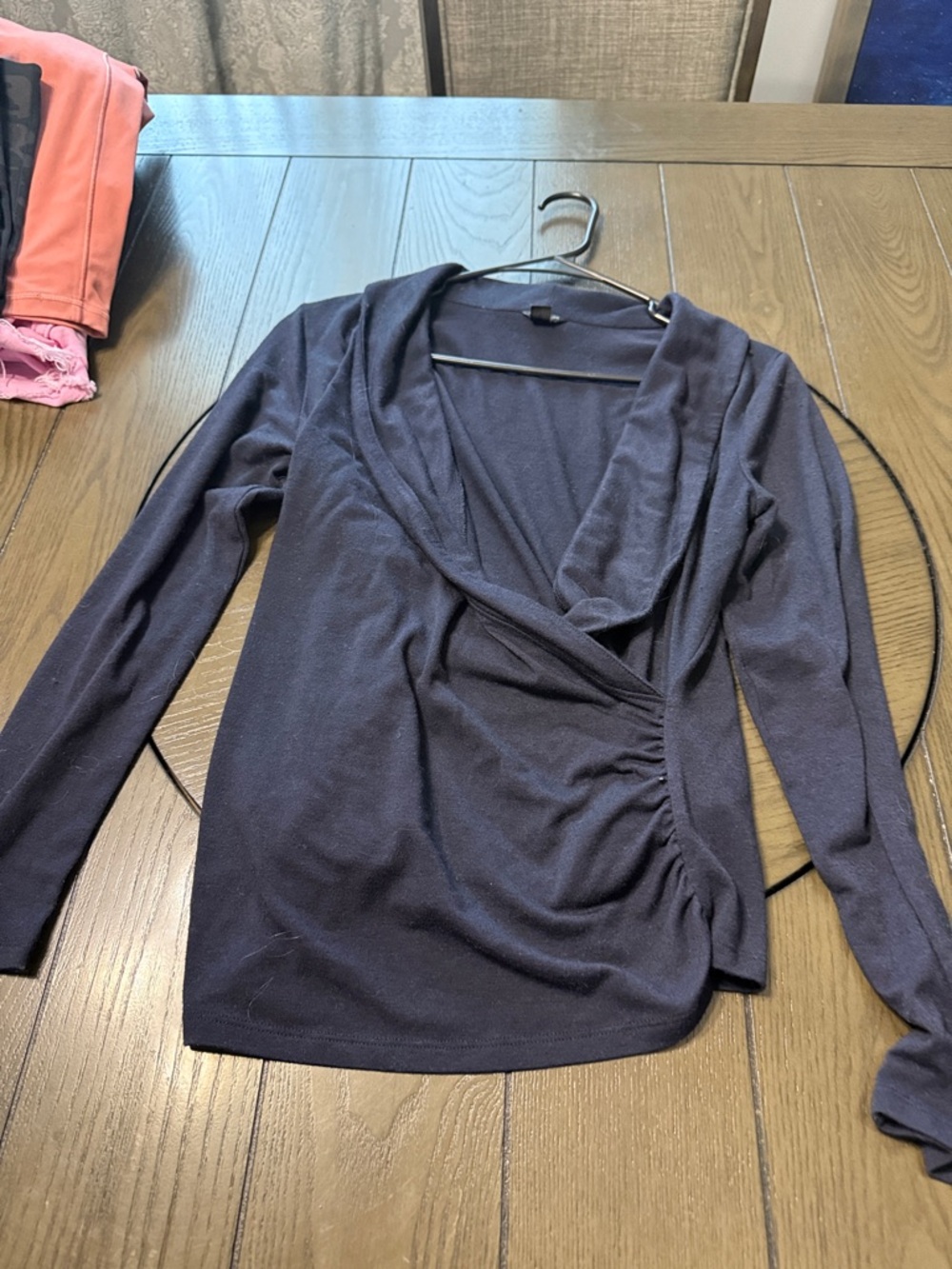 Ann Taylor Women’s Long Sleeve Wrap-Style Top - Navy